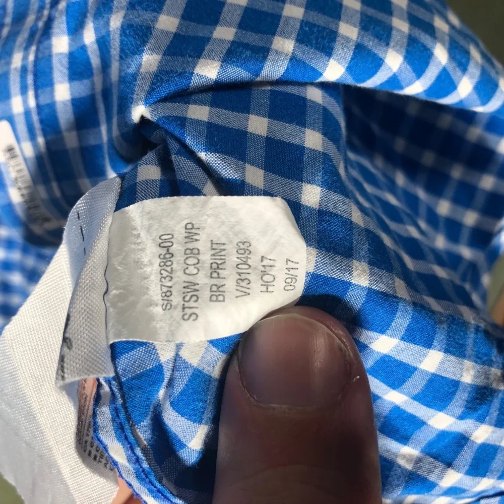 Banana Republic Button Down Shirt Mens M Blue Gingham Soft Wash Standard Fit